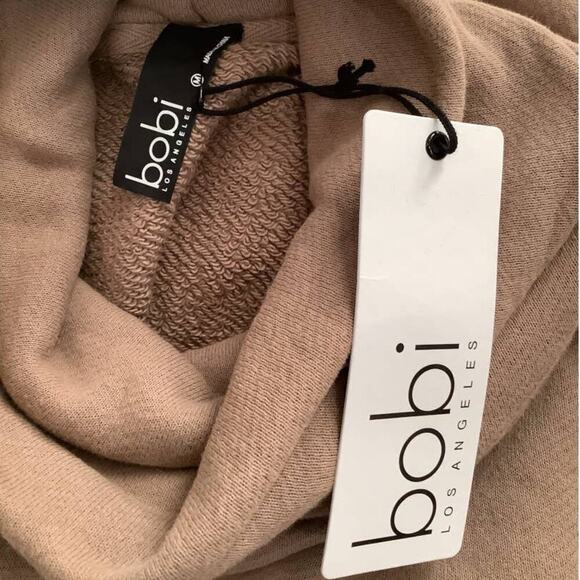 Bobi French Terry Tunic In Java Funnel Neck Waist Adjustable Drawstring Medium - Picture 7 of 10